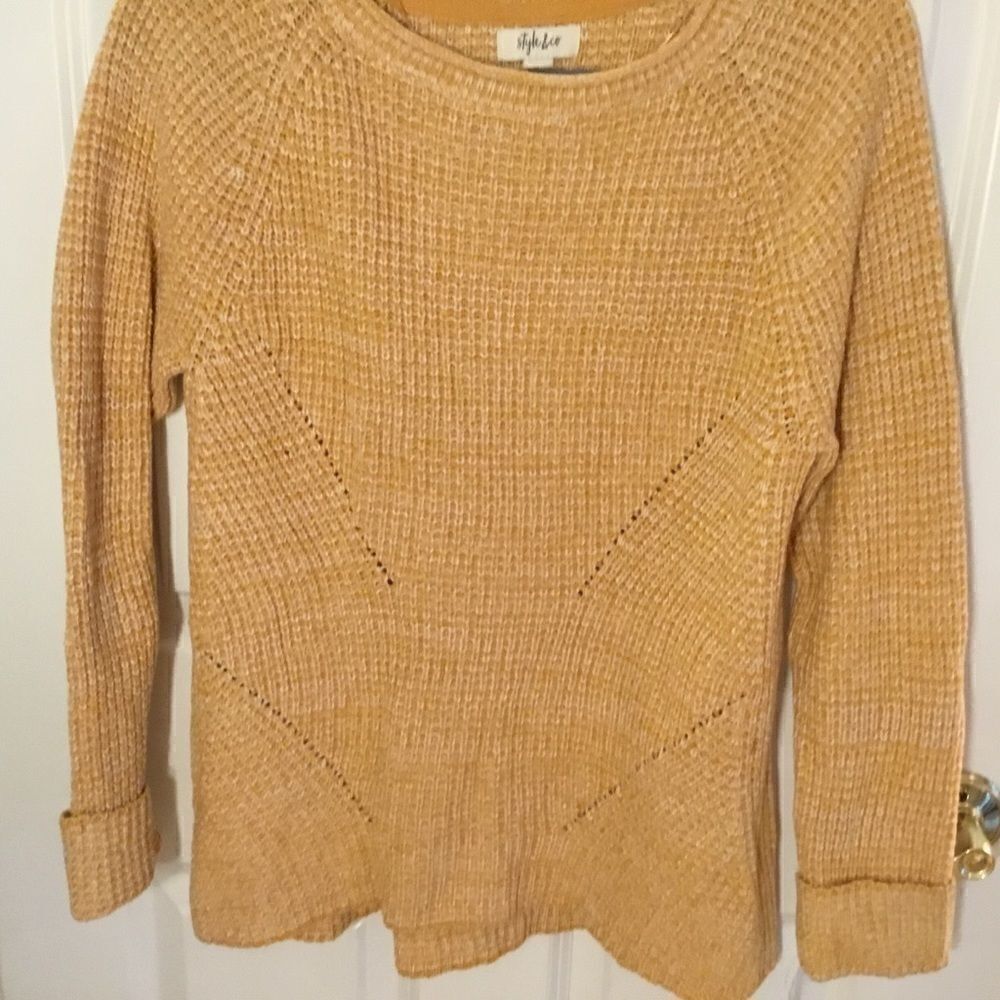 NWT Style & Co Maize Color Pointelle Sweater Sz LP